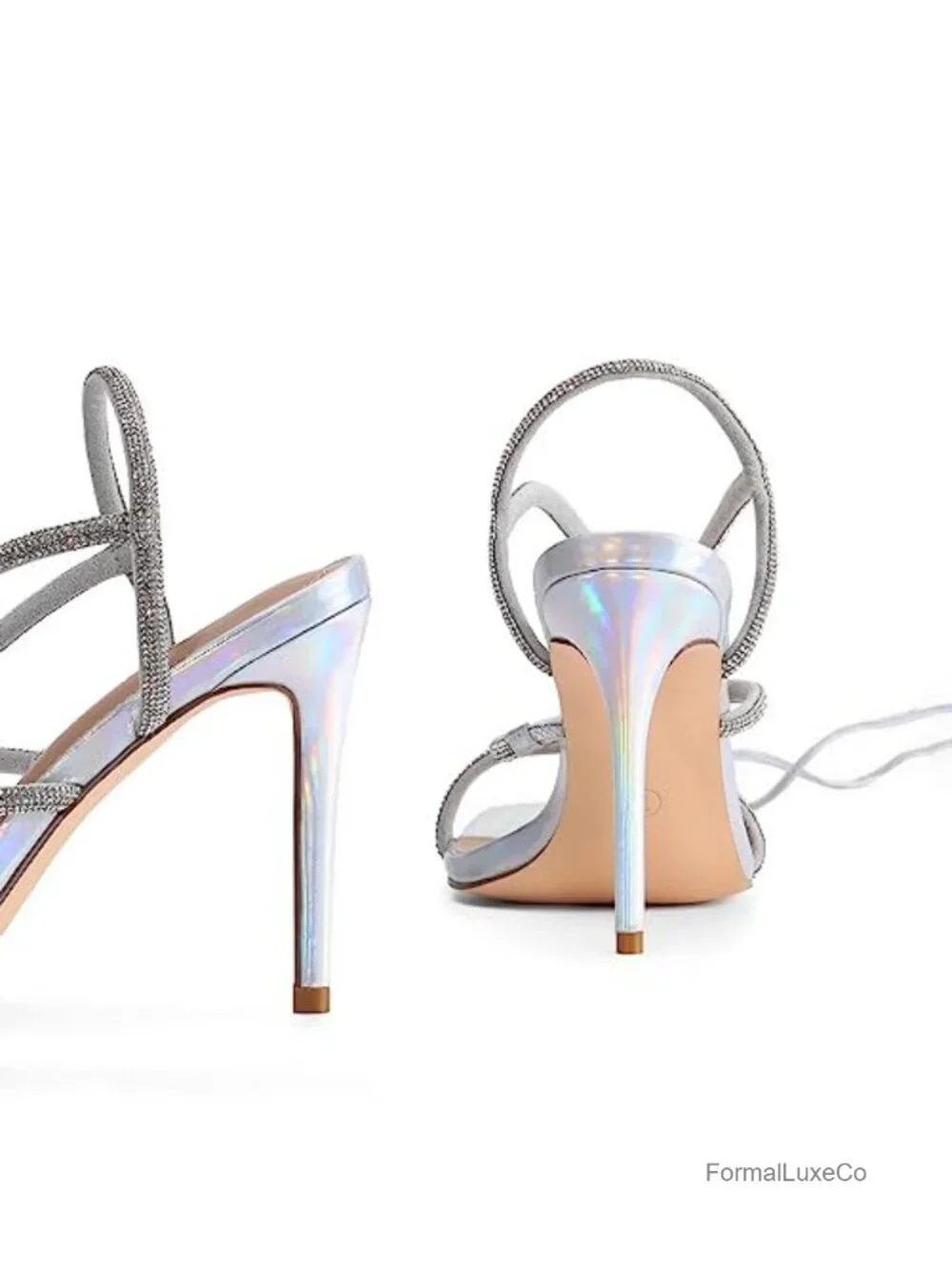 Strappy Gladiator Square Toe Stiletto Heels Rhinestone Cushioned Insole